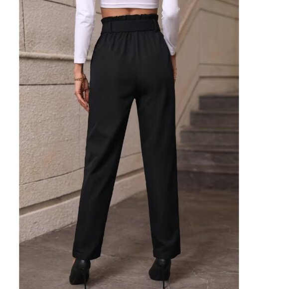 Brandy Blu Slim Fit Black Casual Pants with Tie Front Detail and Pockets Size S - Picture 2 of 8